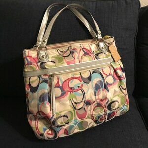 COACH POPPY SIGNATURE C DREAM LOGO GLAM SHOPPER TOTE CANVAS BAG